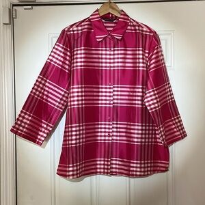Goodclothes Women’s Silk Button Front Pink White Top Size L